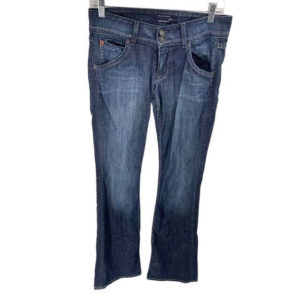 Hudson Women's Cotton Stretch Dark Wash Wide Leg Jeans Blue Collin flap 27 - Picture 1 of 15